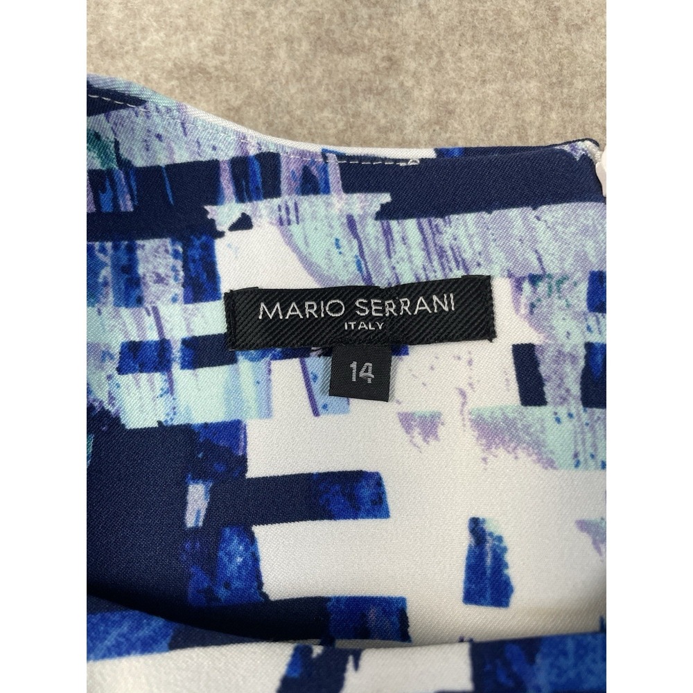 NWT Mario Serrani Italy Sleeveless Sheath Dress Blue Knee Length Size 14 - Picture 4 of 12